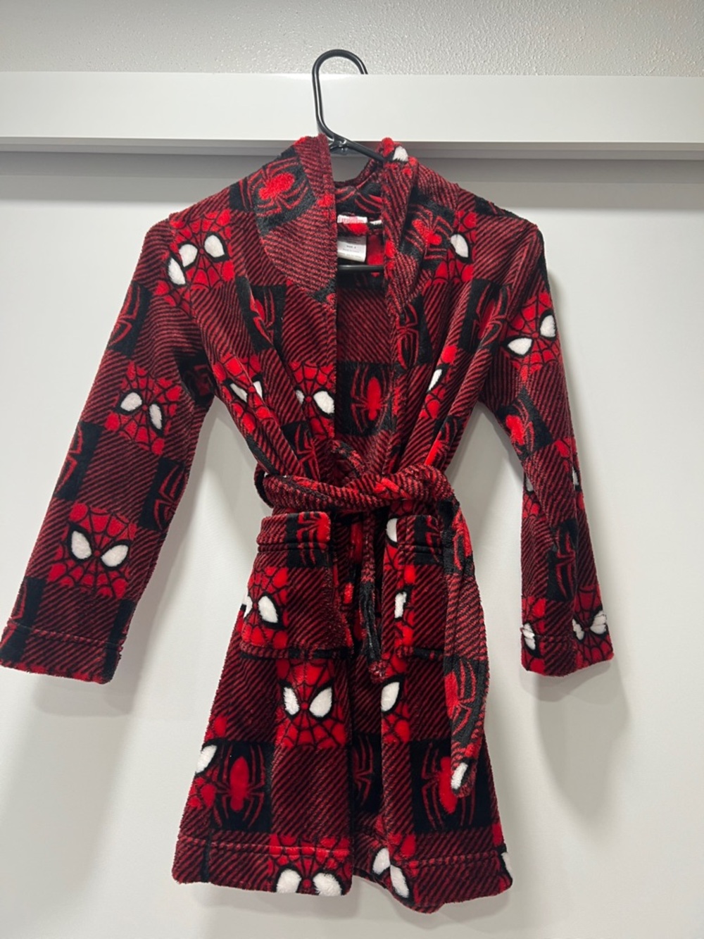 Red and Black Spider-Man Plaid Fleece Robe